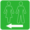 WC, toilette vert flèche gauche (10x10cm) - Autocollant(sticker)