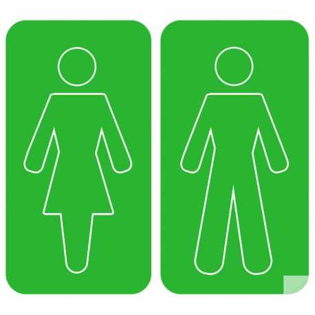 WC, toilette vert (2 stickers 15x15cm) - Autocollant(sticker)