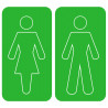 WC, toilette vert (2 stickers 15x15cm) - Autocollant(sticker)