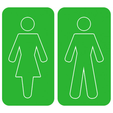 WC, toilette vert (2 stickers 10x10cm) - Autocollant(sticker)