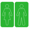 WC, toilette vert (2 stickers 10x10cm) - Sticker/autocollant