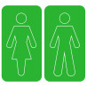 WC, toilette vert (2 stickers 10x10cm) - Autocollant(sticker)