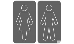 WC, toilette gris double (2 stickers 15x15cm) - Autocollant(sticker)