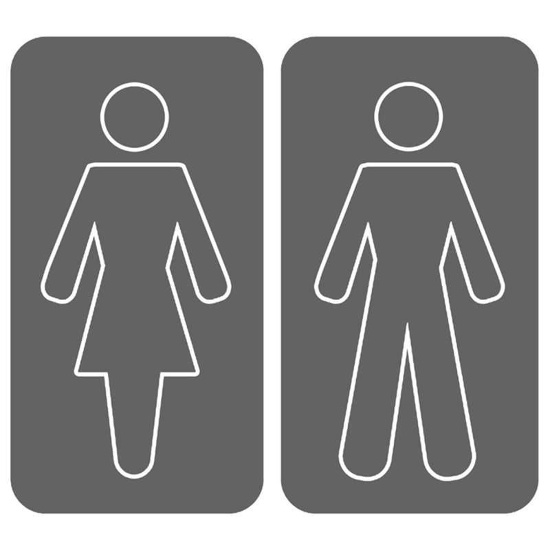 WC, toilette gris double (2 stickers 15x15cm) - Sticker/autocollant