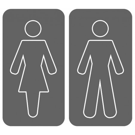 WC, toilette gris double (2 stickers 15x15cm) - Autocollant(sticker)