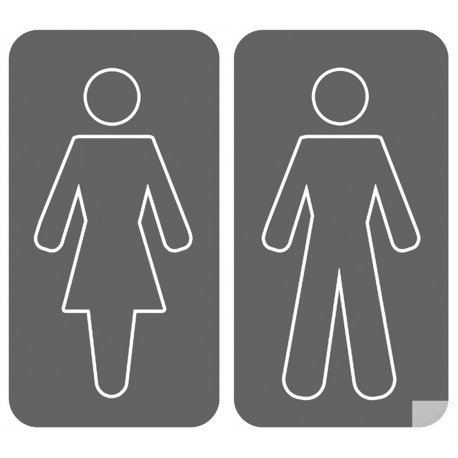 WC, toilette gris double (2 stickers 10x10cm) - Autocollant(sticker)