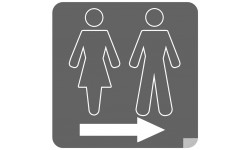 WC, toilette gris flèche droite (10x10cm) - Autocollant(sticker)