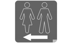 WC, toilette gris flèche gauche (15x15cm) - Autocollant(sticker)