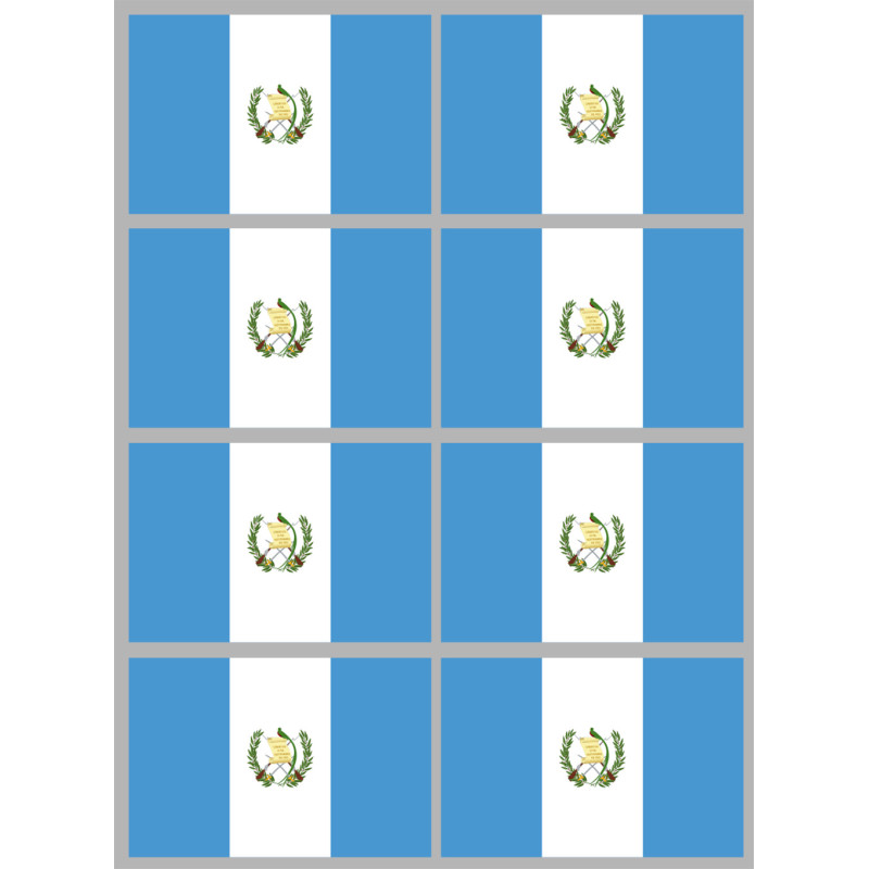 Drapeau Guatemala (8 stickers 9.5x6.3cm) - Sticker/autocollant