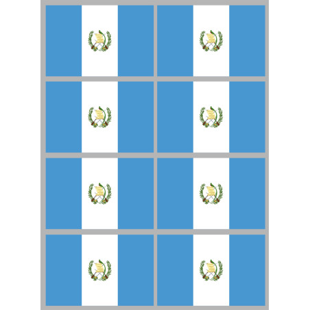 Drapeau Guatemala (8 stickers 9.5x6.3cm) - Sticker/autocollant