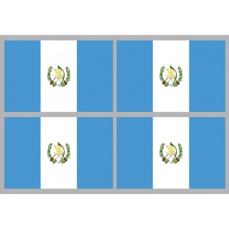 Drapeau Guatemala (4 stickers 9.5x6.3cm) - Autocollant(sticker)