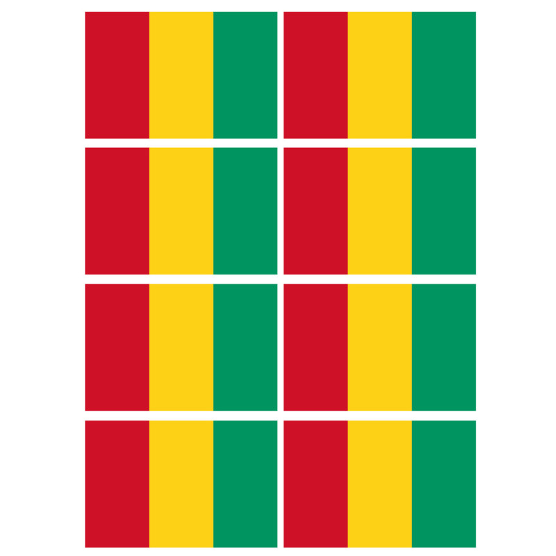 Drapeau Guinée (8 stickers 9.5x6.3cm) - Sticker/autocollant