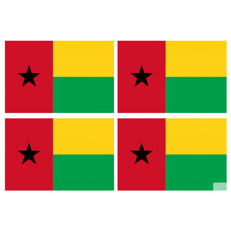 Drapeau Guinée Bissau (4 stickers 9.5x6.3cm) - Autocollant(sticker)