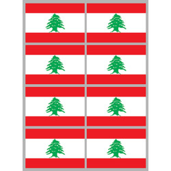 Drapeau Liban (8 fois 9,5x6,3cm) - Sticker/autocollant