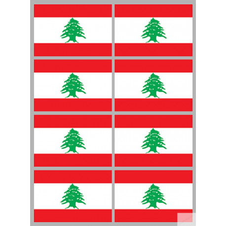 Drapeau Liban (8 fois 9,5x6,3cm) - Autocollant(sticker)