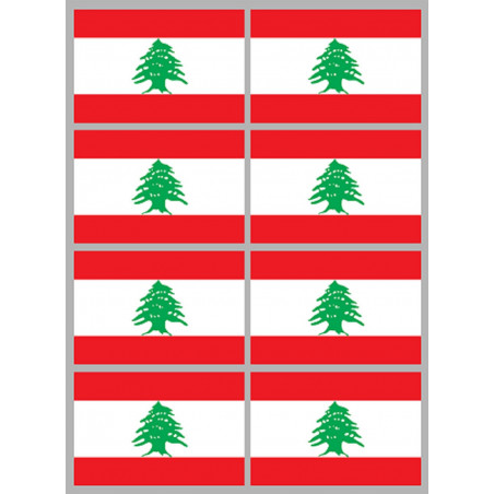 Drapeau Liban (8 fois 9,5x6,3cm) - Autocollant(sticker)