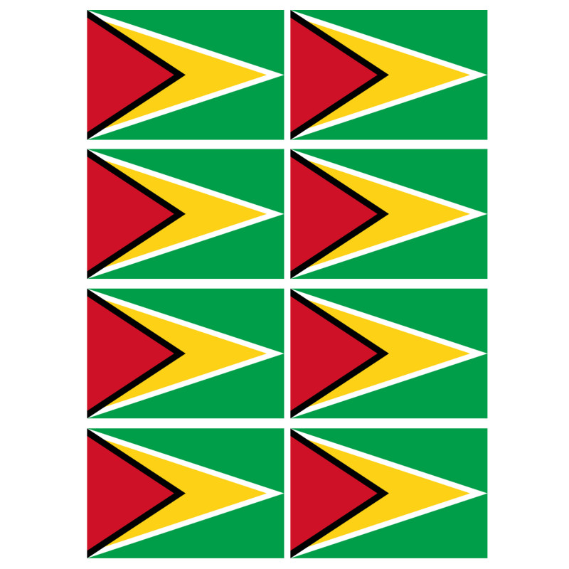 Drapeau Guyana - (8 stickers 9.5x6.3cm) - Sticker/autocollant
