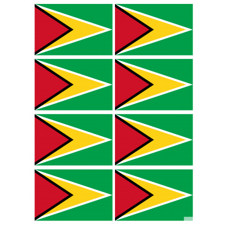 Drapeau Guyana - (8 stickers 9.5x6.3cm) - Autocollant(sticker)