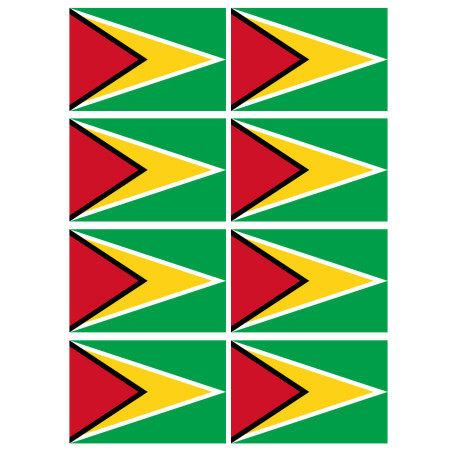 Drapeau Guyana - (8 stickers 9.5x6.3cm) - Sticker/autocollant