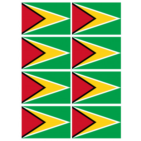 Drapeau Guyana - (8 stickers 9.5x6.3cm) - Autocollant(sticker)