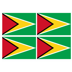 Drapeau Guyana - (4 stickers 9.5x6.3cm) - Sticker/autocollant