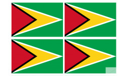 Drapeau Guyana - (4 stickers 9.5x6.3cm) - Autocollant(sticker)