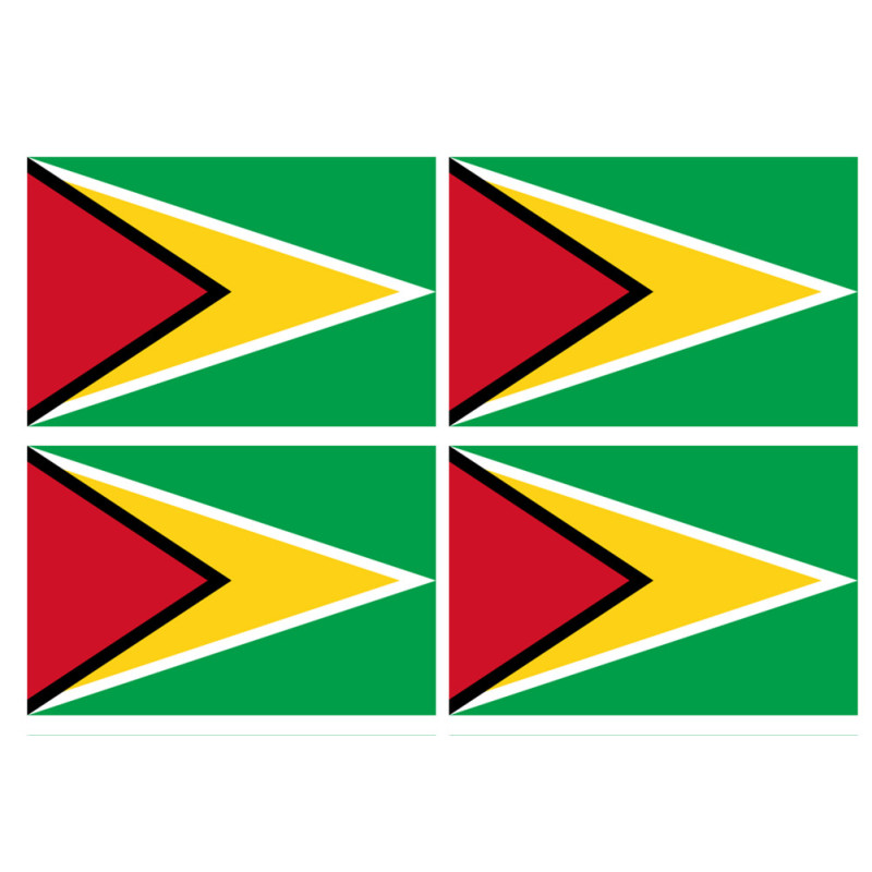 Drapeau Guyana - (4 stickers 9.5x6.3cm) - Sticker/autocollant