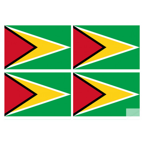 Drapeau Guyana - (4 stickers 9.5x6.3cm) - Autocollant(sticker)