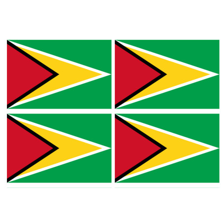 Drapeau Guyana - (4 stickers 9.5x6.3cm) - Sticker/autocollant