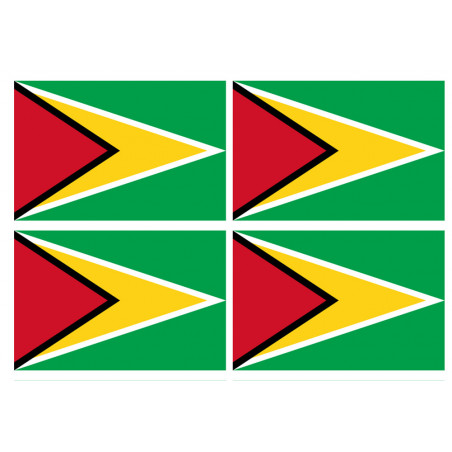 Drapeau Guyana - (4 stickers 9.5x6.3cm) - Autocollant(sticker)