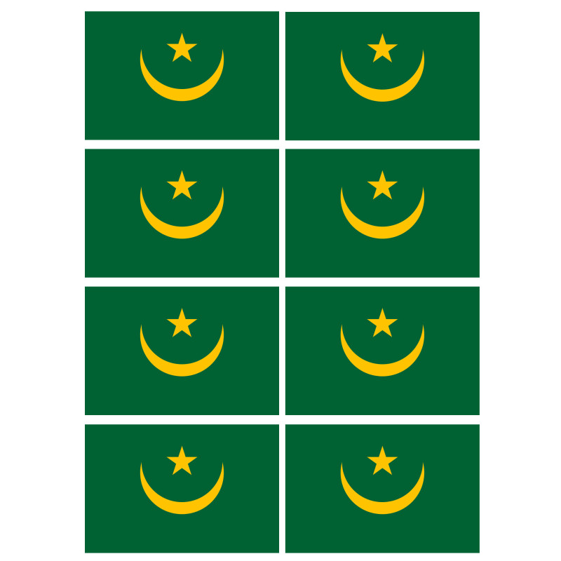 Drapeau Mauritanie (8 fois 9.5x6.3cm) - Sticker/autocollant