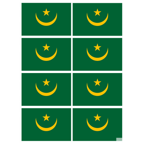 Drapeau Mauritanie (8 fois 9.5x6.3cm) - Autocollant(sticker)