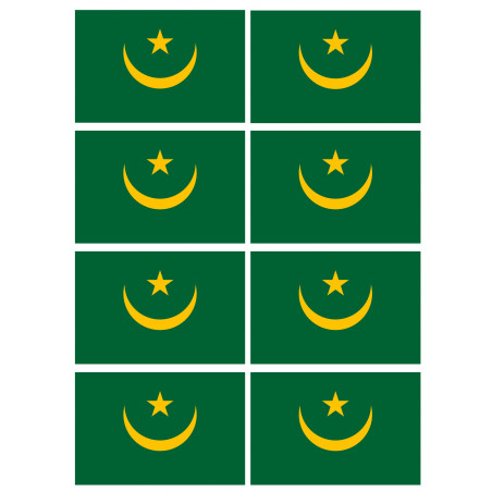 Drapeau Mauritanie (8 fois 9.5x6.3cm) - Autocollant(sticker)