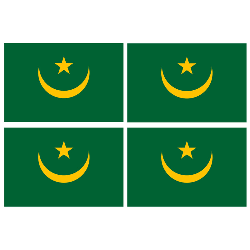 Drapeau Mauritanie (4 fois 9.5x6.3cm) - Sticker/autocollant