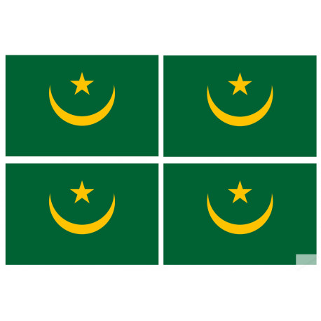 Drapeau Mauritanie (4 fois 9.5x6.3cm) - Autocollant(sticker)