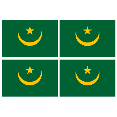 Drapeau Mauritanie (4 fois 9.5x6.3cm) - Sticker/autocollant