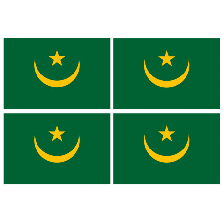 Drapeau Mauritanie (4 fois 9.5x6.3cm) - Autocollant(sticker)