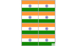 Drapeau Inde (8 fois 9.5x6.3cm) - Autocollant(sticker)