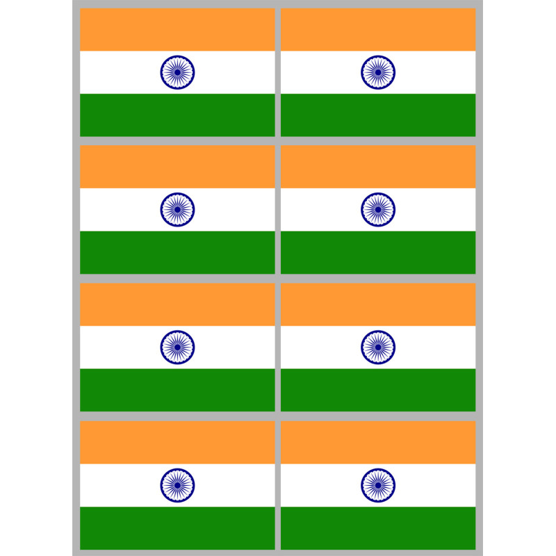 Drapeau Inde (8 fois 9.5x6.3cm) - Sticker/autocollant