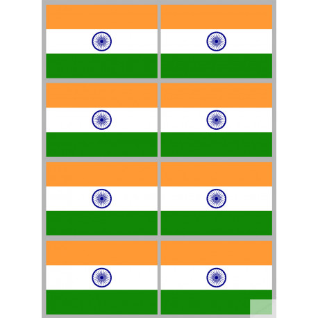 Drapeau Inde (8 fois 9.5x6.3cm) - Autocollant(sticker)