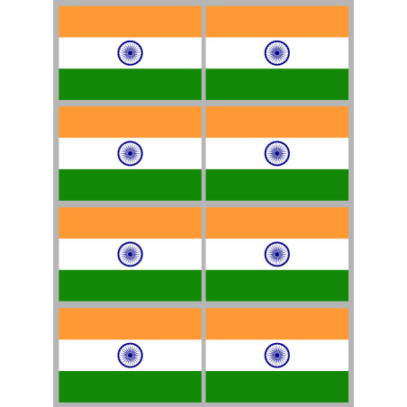 Drapeau Inde (8 fois 9.5x6.3cm) - Sticker/autocollant