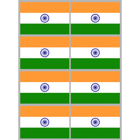 Drapeau Inde (8 fois 9.5x6.3cm) - Autocollant(sticker)