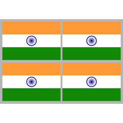 Drapeau Inde (4 fois 9.5x6.3cm) - Sticker/autocollant