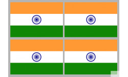 Drapeau Inde (4 fois 9.5x6.3cm) - Autocollant(sticker)