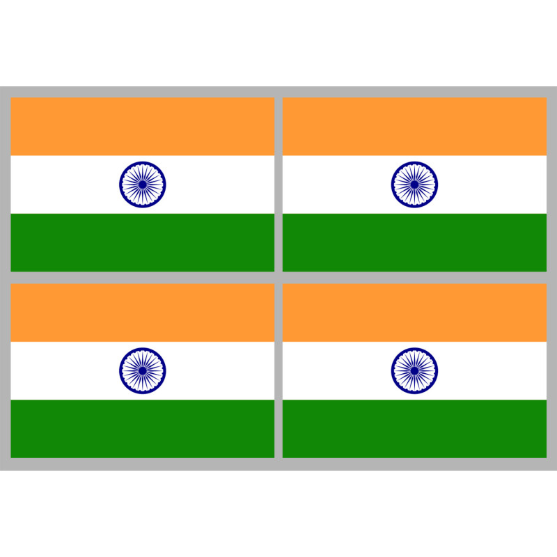 Drapeau Inde (4 fois 9.5x6.3cm) - Sticker/autocollant