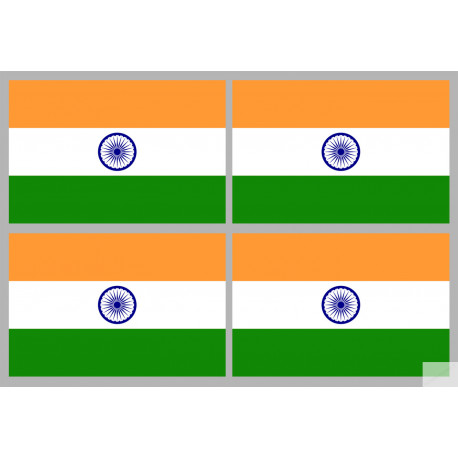 Drapeau Inde (4 fois 9.5x6.3cm) - Autocollant(sticker)