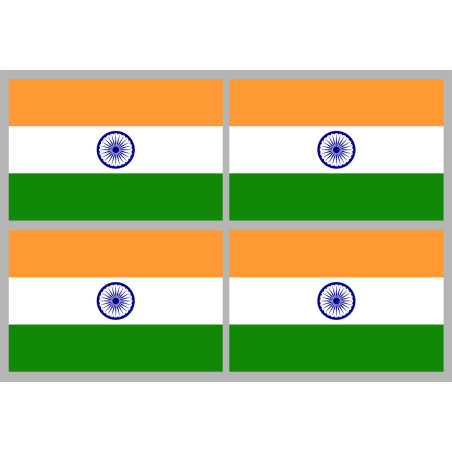 Drapeau Inde (4 fois 9.5x6.3cm) - Sticker/autocollant