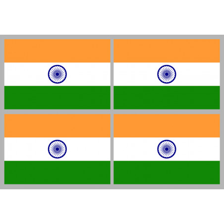 Drapeau Inde (4 fois 9.5x6.3cm) - Autocollant(sticker)