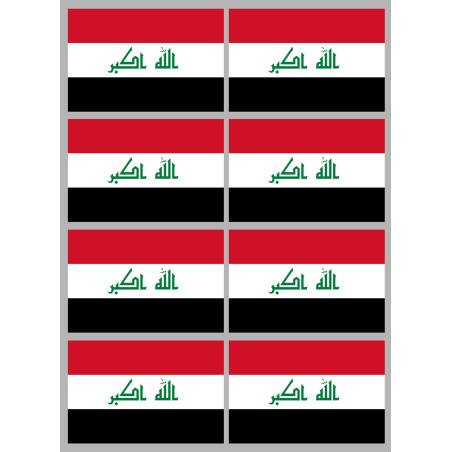 Drapeau Irak (8 fois 9.5x6.3cm) - Sticker/autocollant