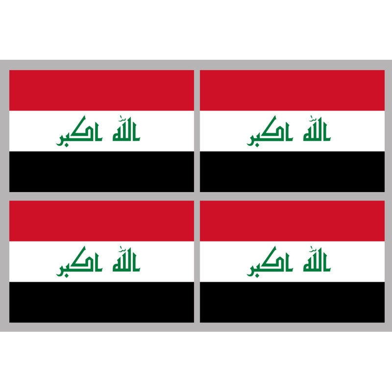 Drapeau Irak (4 fois 9.5x6.3cm) - Sticker/autocollant